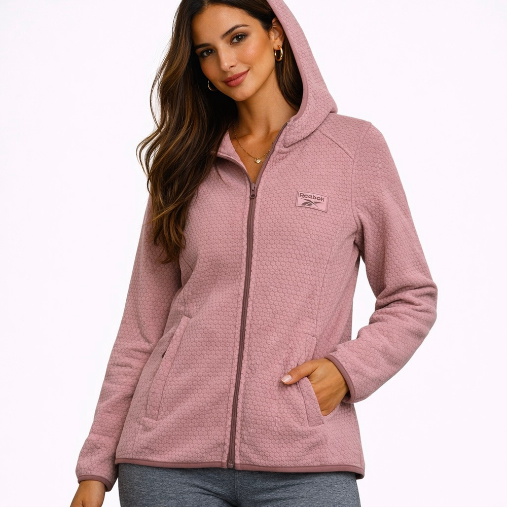 NWT Women's Reebok Pink Honeycomb Full Zip Hoodie XL